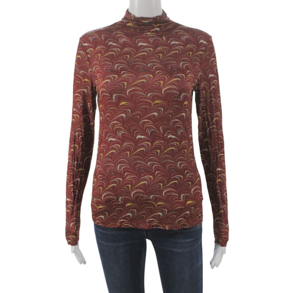 Ulla Johnson Women Jersey Turtleneck Blouse Multicolor Long Sleeve Size S